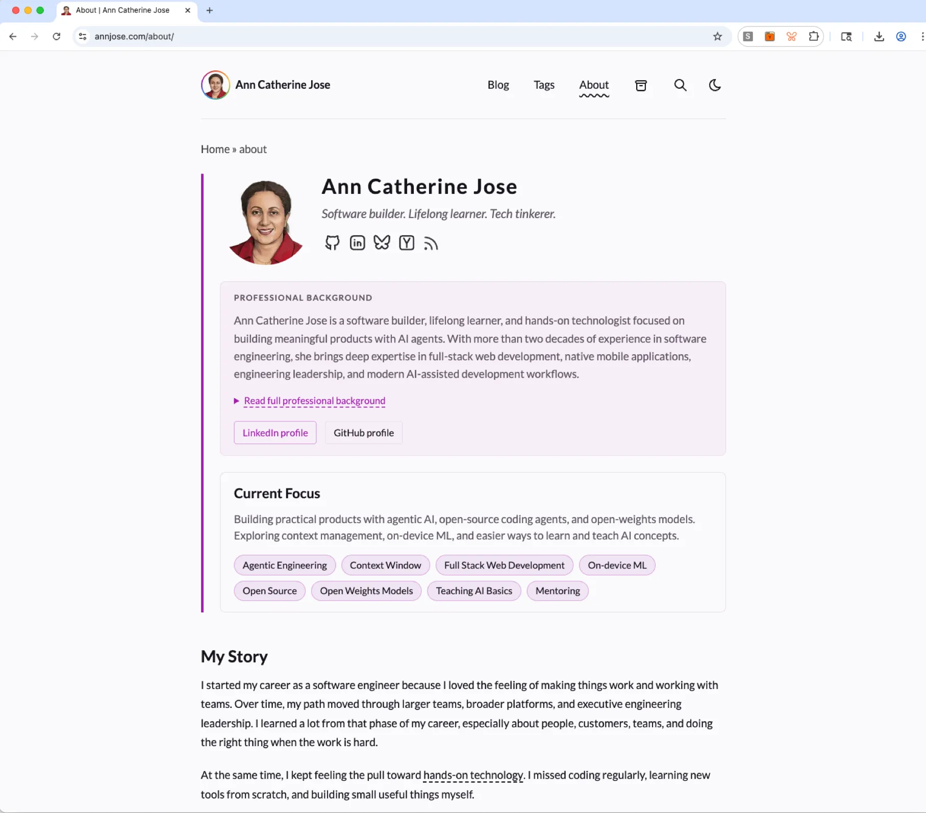 New about page on Astro
