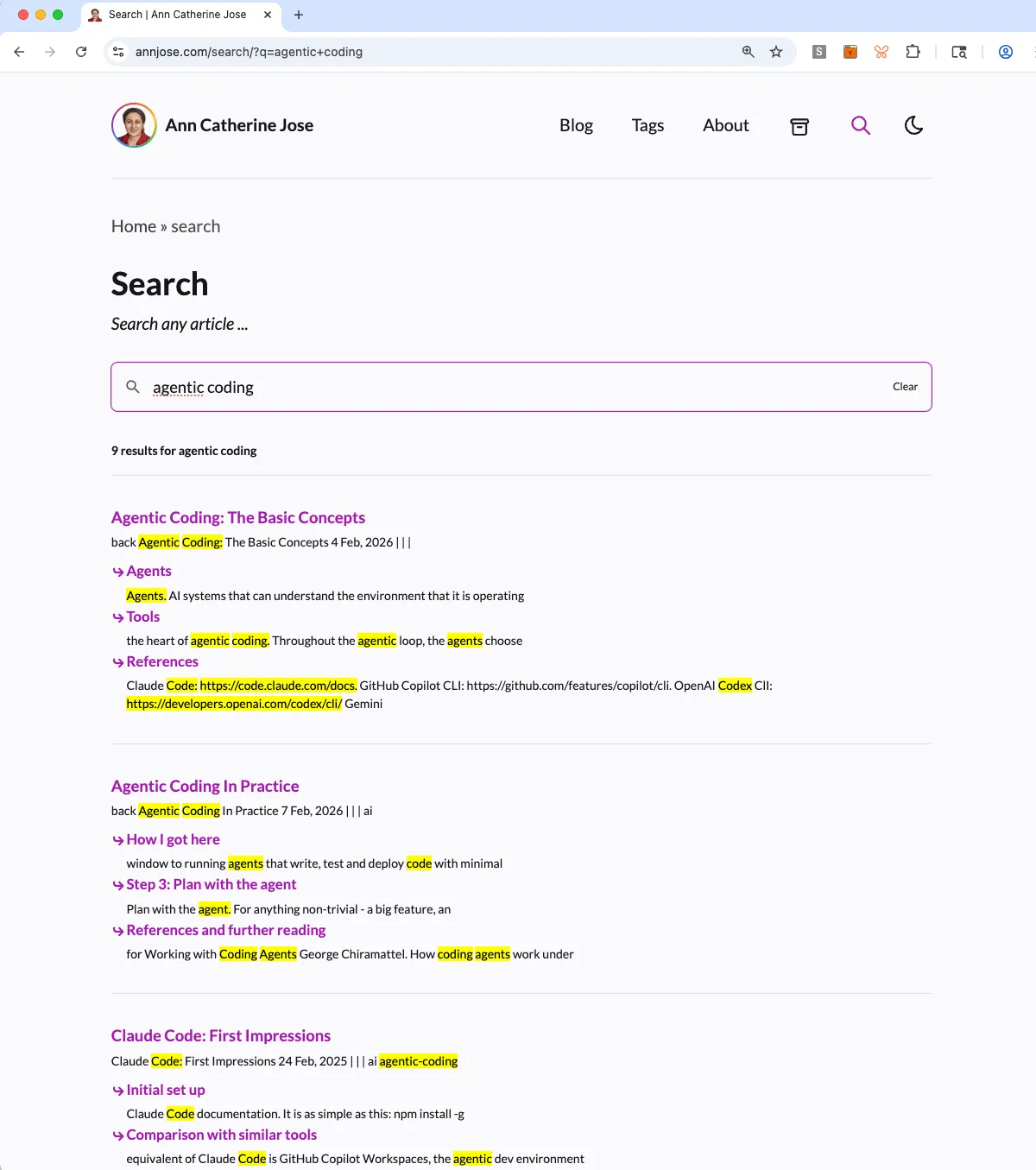 New Search page in Astro