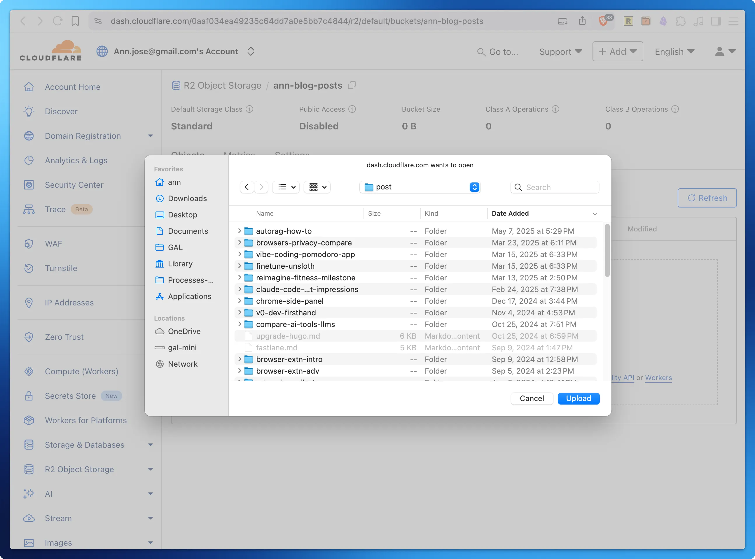 R2 bucket - select files