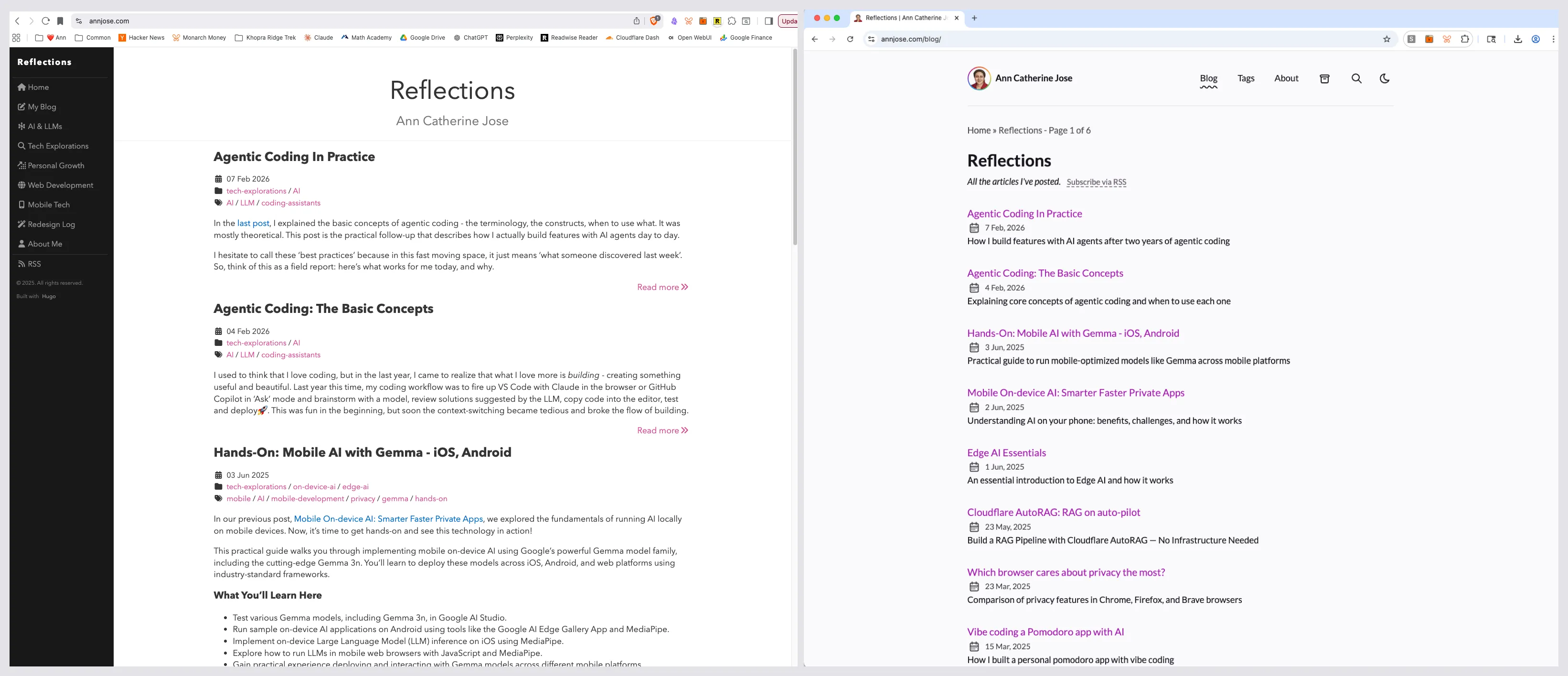 Blog page - before and after