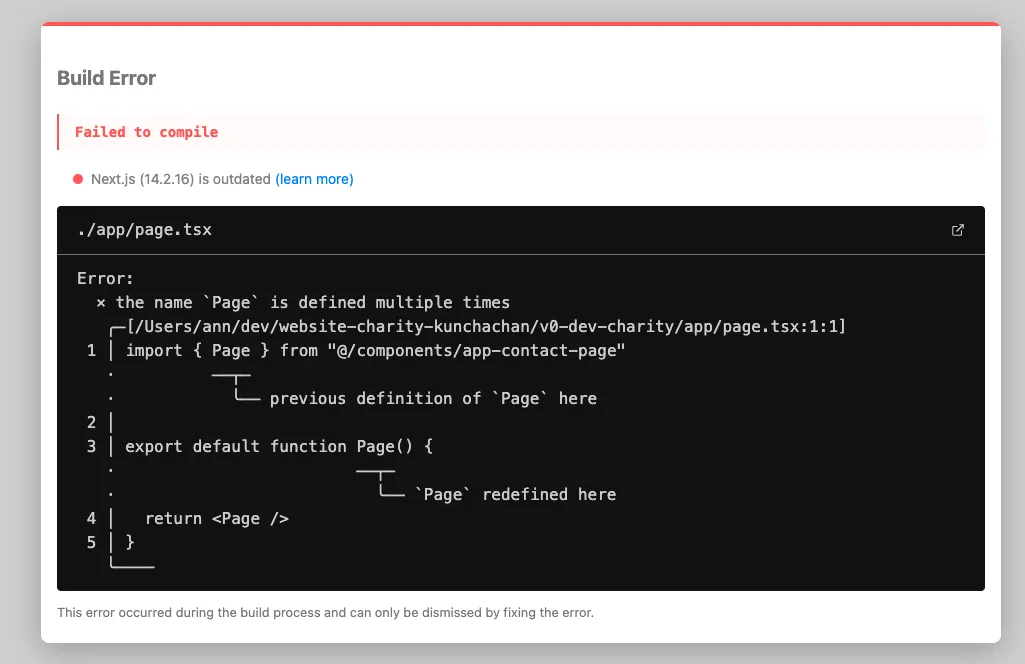 Build Error in v0 generated project