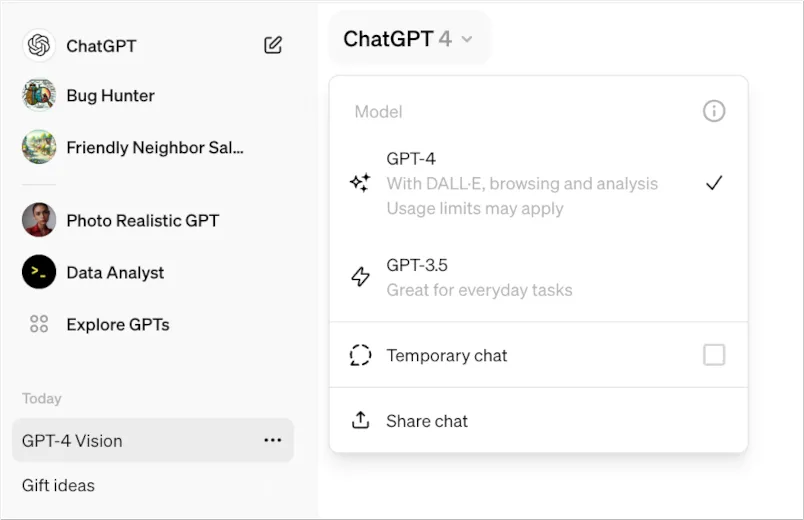 GPT-4 option in ChatGPT