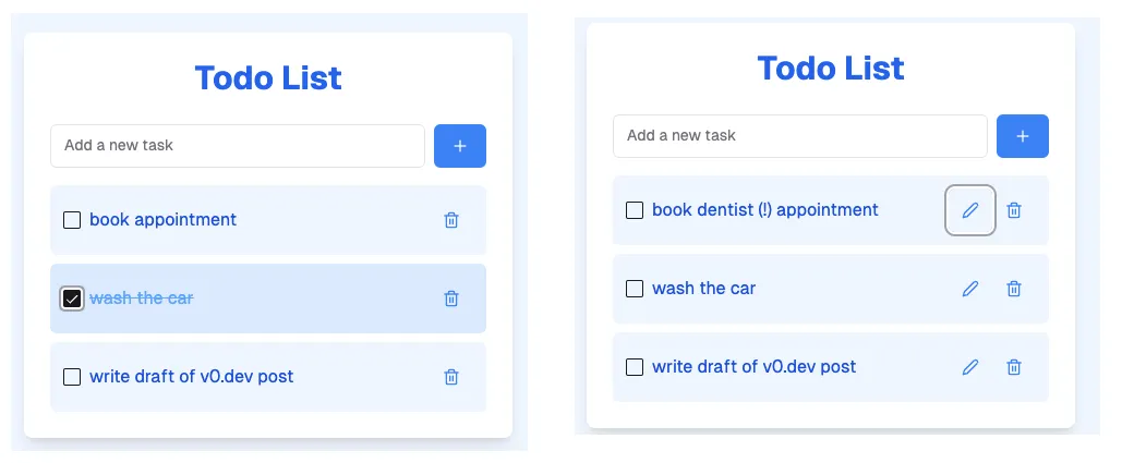 First two versions of To Do app