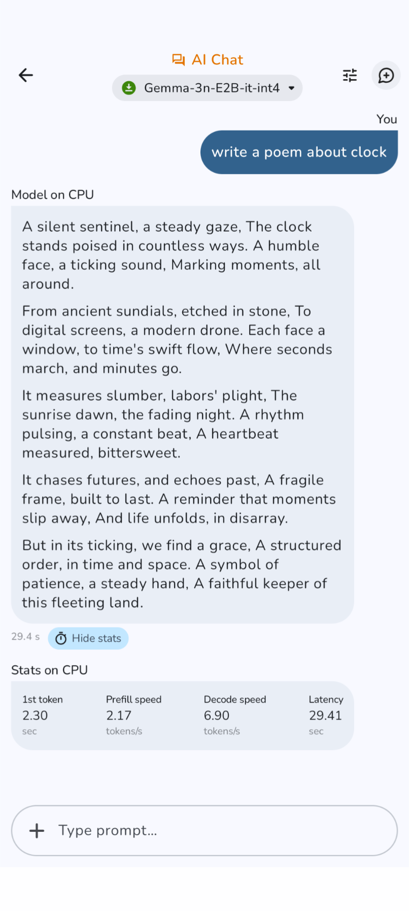 Chat using Gemma 3n
