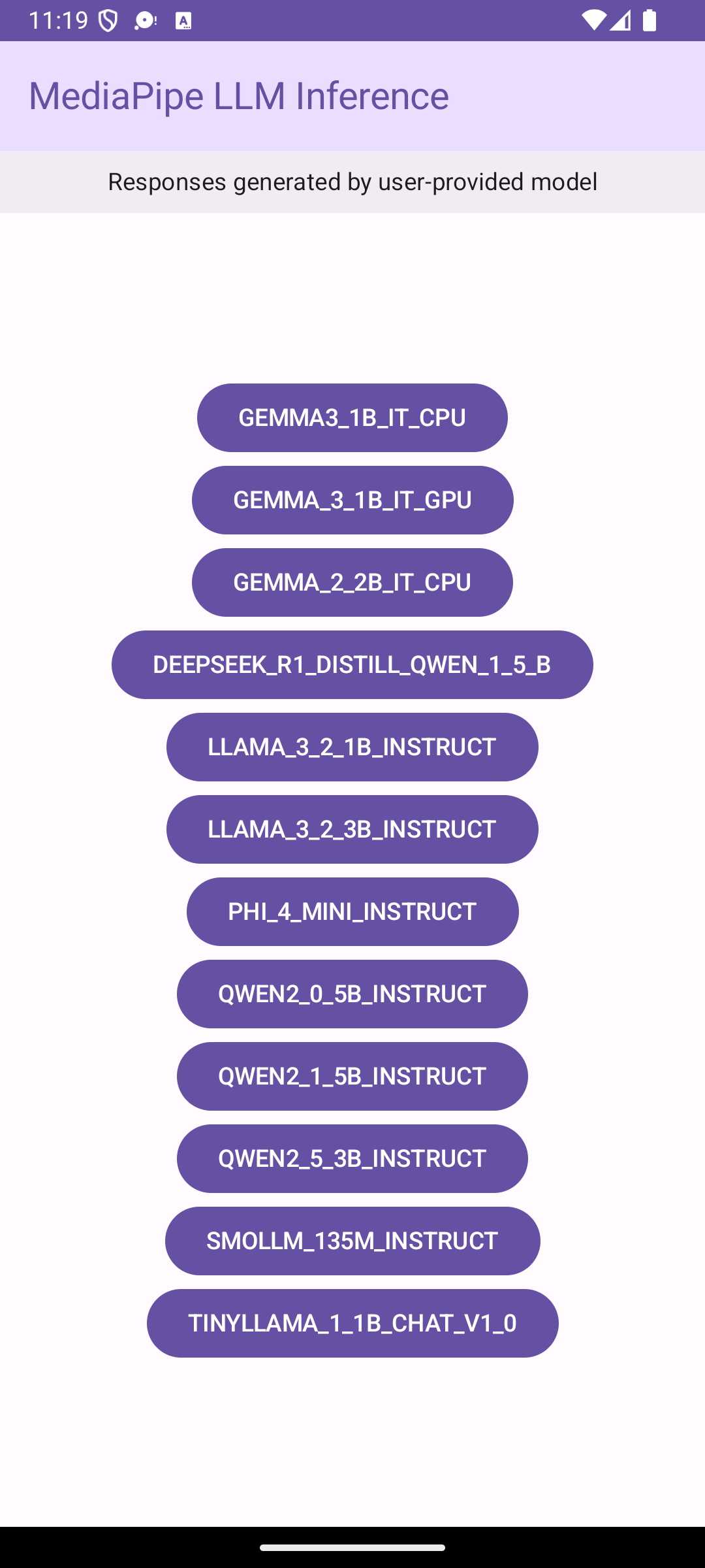 MediaPipe sample with Gemma 3 - 1B