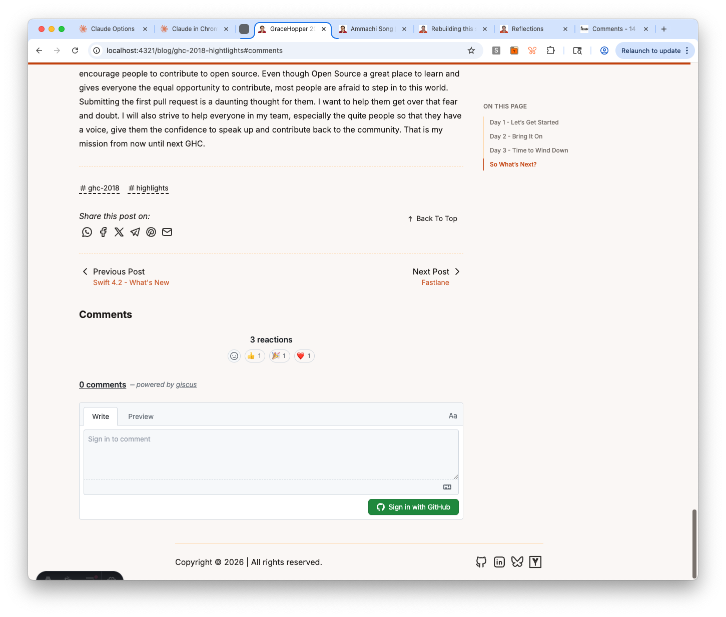 Giscus comments on a blog post — reactions and comment box