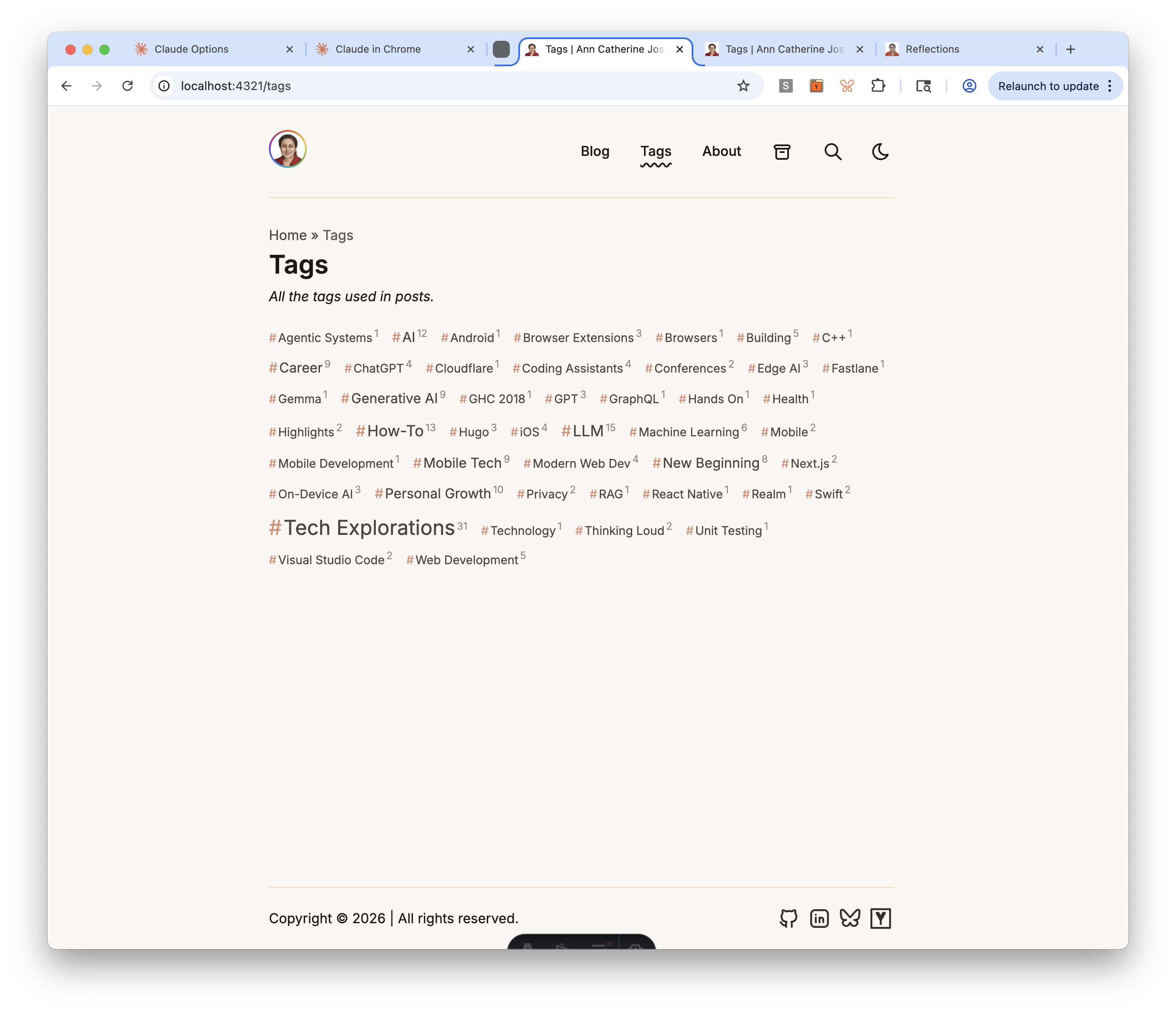 Tag cloud with weighted font sizes and display labels