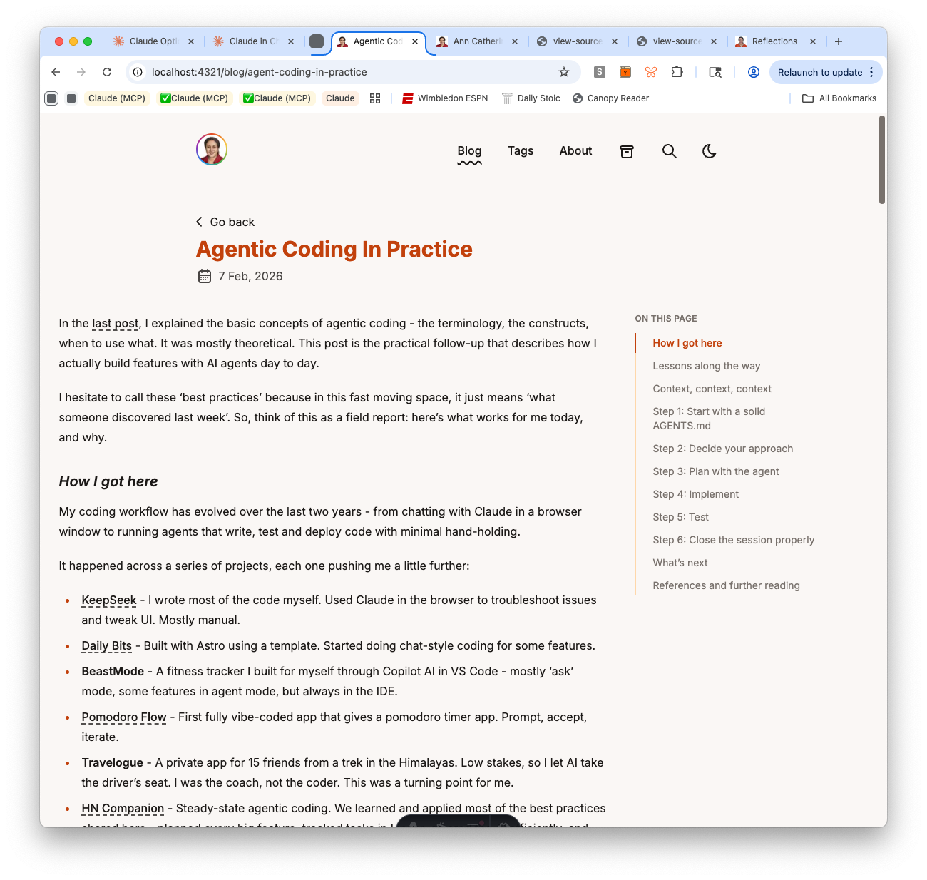 Attempt 1 — article content starts at the left edge of the wider container while title stays centered in the narrow container