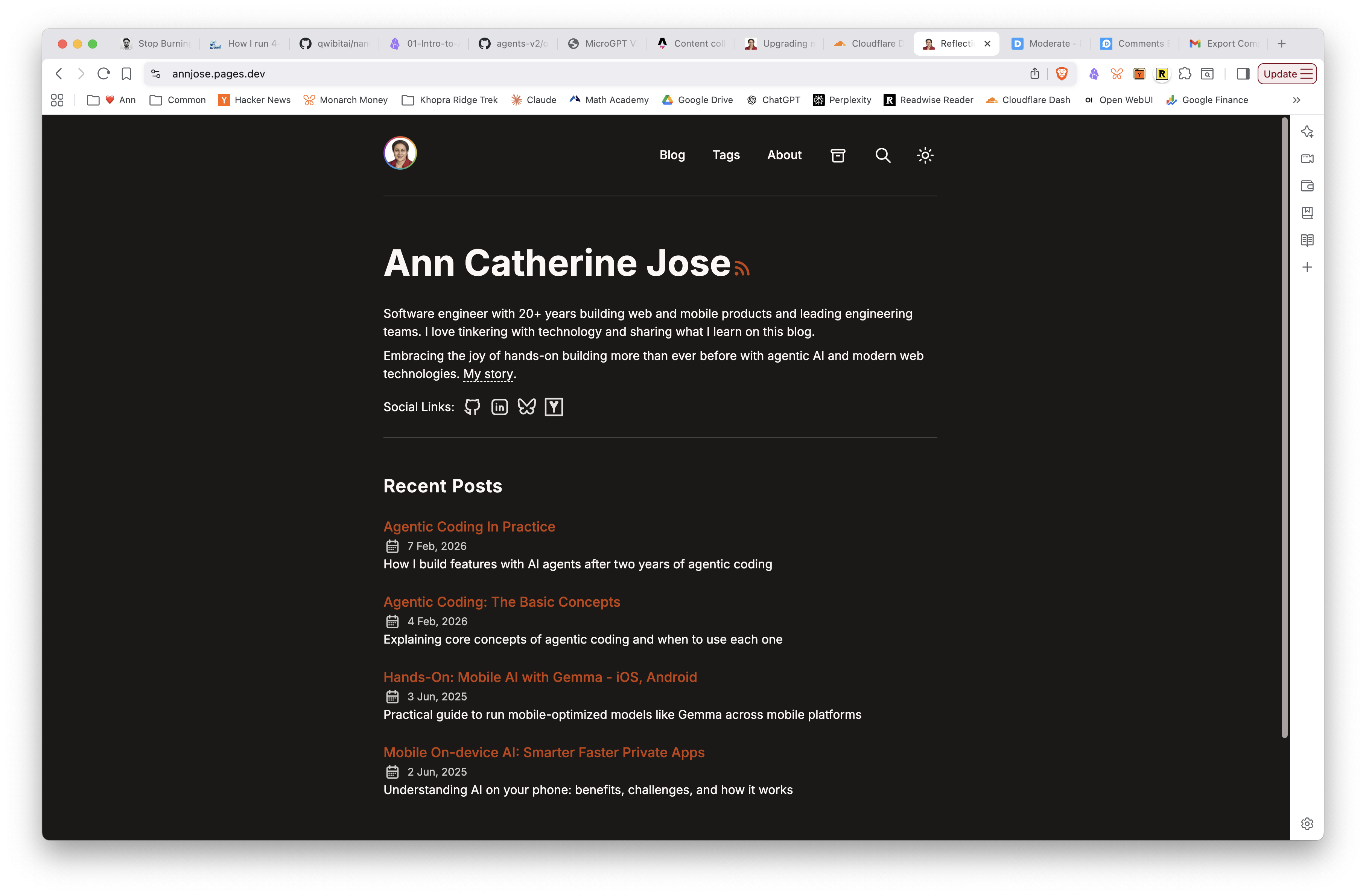 Warm & Earthy palette — dark mode