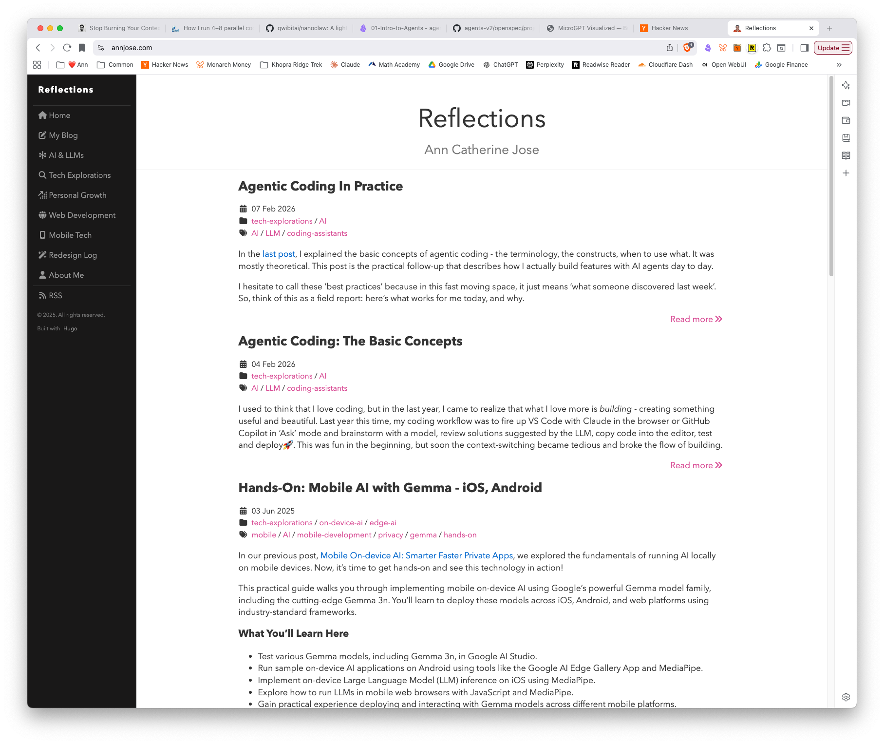 The current site — Reflections on Hugo + Blackburn